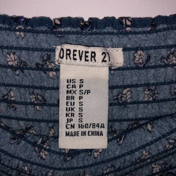 Blue green floral off the shoulder top - Picture 3 of 3